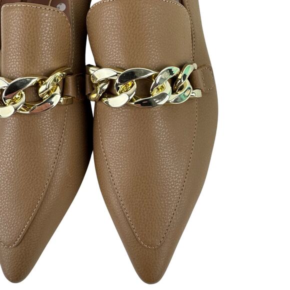 LINEA PAOLO MABEL POINTED TOE LOAFER WITH GOLD CHAIN IN TAN NWOB WOMEN'S 6.5M - Picture 4 of 12